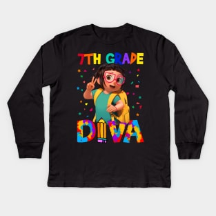 7th Grade Diva Back To School Kids Long Sleeve T-Shirt